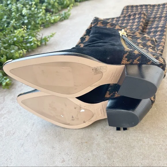 Schutz Tenia Houndstooth Tall Shaft Boot In Black Tan, Size 5B - Picture 5 of 5